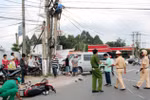 9 xã, phường mất điện vì ô tô đâm gãy trụ điện 