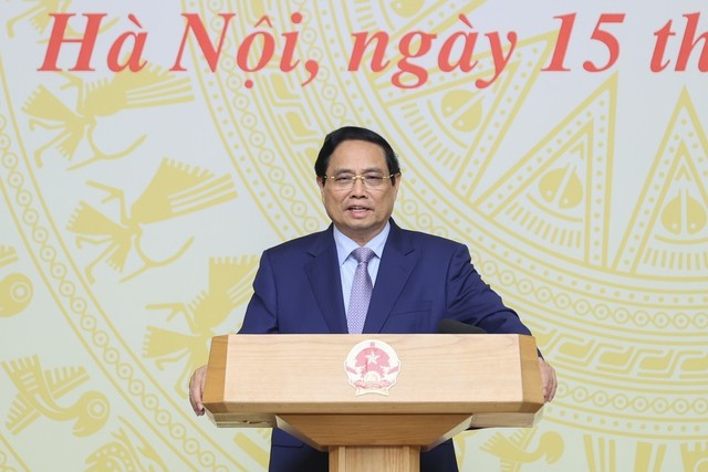 Thủ tướng Phạm Minh Chính nêu rõ, hơn lúc nào hết, chúng ta cần tập trung ưu tiên mọi nguồn lực, tạo ra mọi cơ chế, chính sách, để đột phá phát triển giáo dục đào tạo thực sự là nền tảng quan trọng nhất cho phát triển đất nước. Ảnh: VGP/Nhật Bắc