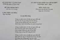 Ảnh chụp đề thi môn Ngữ Văn Kỳ thi tuyển sinh lớp 10 công lập tại tỉnh Bà Rịa – Vũng Tàu