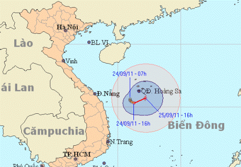 Hình ảnh đường đi và vị trí của bão. (Nguồn NCHMF)