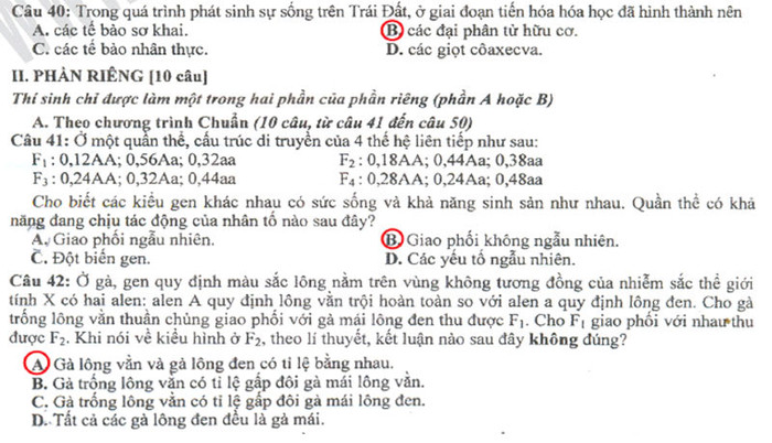 Xem đáp án môn Vật lí - Xem đáp án môn Toán - Xem đáp án môn Hóa - Xem đáp án môn Ngoại ngữ Khối A1 Xem đáp án môn Vật lí - Xem đáp án môn Toán - Xem đáp án môn Hóa - Xem đáp án môn Ngoại ngữ Khối A1