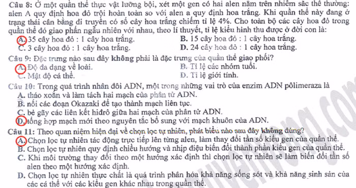 Xem đáp án môn Vật lí - Xem đáp án môn Toán - Xem đáp án môn Hóa - Xem đáp án môn Ngoại ngữ Khối A1
