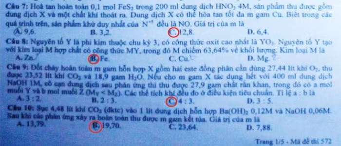 ĐÁP ÁN MÔN TOÁN KHỐI B 2012 - ĐÁP ÁN ĐH MÔN SINH KHỐI B 2012