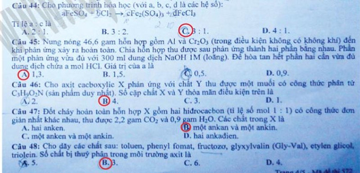 ĐÁP ÁN MÔN TOÁN KHỐI B 2012 - ĐÁP ÁN ĐH MÔN SINH KHỐI B 2012