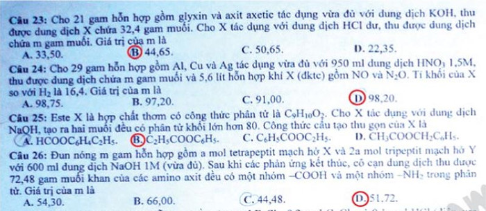 ĐÁP ÁN MÔN TOÁN KHỐI B 2012 - ĐÁP ÁN ĐH MÔN SINH KHỐI B 2012