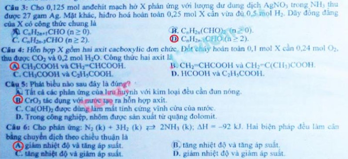 ĐÁP ÁN MÔN TOÁN KHỐI B 2012 - ĐÁP ÁN ĐH MÔN SINH KHỐI B 2012