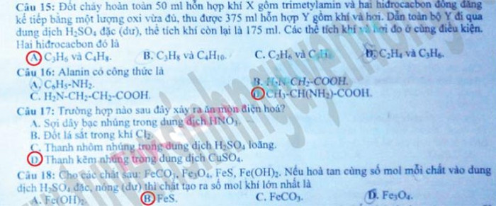 ĐÁP ÁN MÔN TOÁN KHỐI B 2012 - ĐÁP ÁN ĐH MÔN SINH KHỐI B 2012