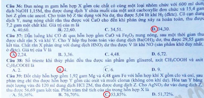 ĐÁP ÁN MÔN TOÁN KHỐI B 2012 - ĐÁP ÁN ĐH MÔN SINH KHỐI B 2012