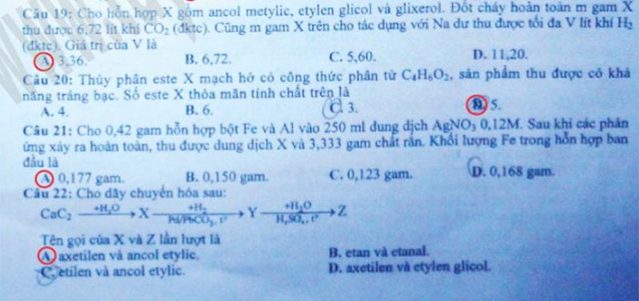 ĐÁP ÁN MÔN TOÁN KHỐI B 2012 - ĐÁP ÁN ĐH MÔN SINH KHỐI B 2012