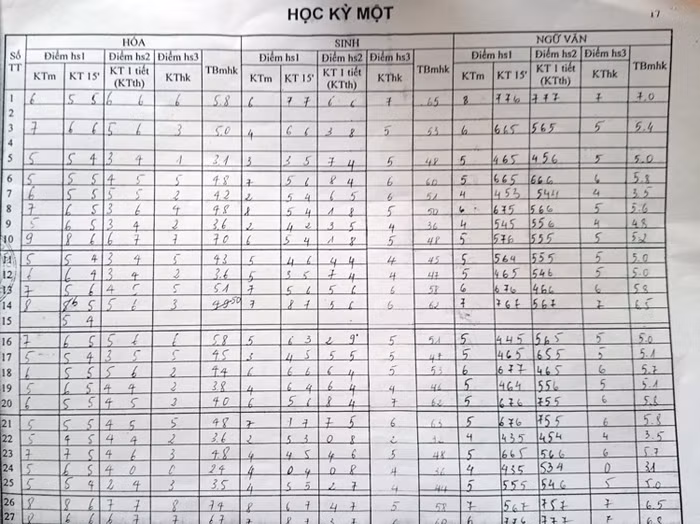 Nhưng trong sổ điểm các môn, môn Ngữ văn vẫn được giáo viên cho điểm bình thường.