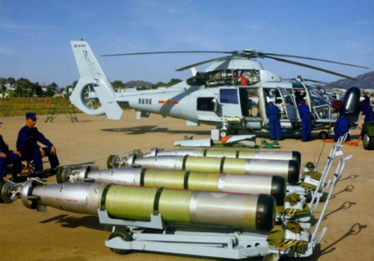 Ngư lôi của máy bay trực thăng Z-9C - Hải quân Trung Quốc. Ngư lôi của máy bay trực thăng Z-9C - Hải quân Trung Quốc.