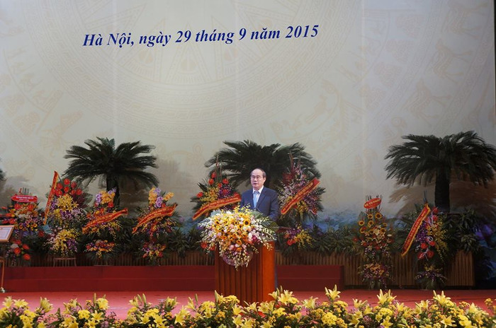 Ông Nguyễn Thiện Nhân - Ủy viên Bộ Chính trị, Chủ tịch Ủy ban Trung ương Mặt trận Tổ quốc Việt Nam đánh giá cao thành tựu của ngành giáo dục. Ảnh Quốc Hùng Ông Nguyễn Thiện Nhân - Ủy viên Bộ Chính trị, Chủ tịch Ủy ban Trung ương Mặt trận Tổ quốc Việt Nam đánh giá cao thành tựu của ngành giáo dục. Ảnh Quốc Hùng