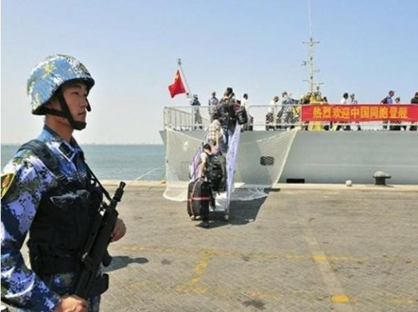 Tháng 3/2015, biên đội hộ tống thứ 19 Hải quân Trung Quốc rút công dân từ Yemen Tháng 3/2015, biên đội hộ tống thứ 19 Hải quân Trung Quốc rút công dân từ Yemen