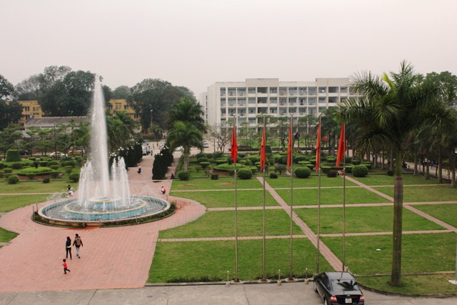 Trường ĐH KTCN Thái Nguyên nhìn từ trên cao.