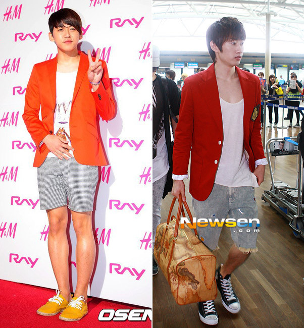 Anh chàng Dongho của U-kiss đưa phong cách color block vào trang phục bằng blazer cam, giày vàng nổi bật còn Eunhyuk bớt chói hơn với quần ngố màu ghi đá và blazer đỏ. Xem thêm: Đẹp trai và phong cách như thần tượng Hàn Quốc Jae Bum Anh chàng Dongho của U-kiss đưa phong cách color block vào trang phục bằng blazer cam, giày vàng nổi bật còn Eunhyuk bớt chói hơn với quần ngố màu ghi đá và blazer đỏ. Xem thêm: Đẹp trai và phong cách như thần tượng Hàn Quốc Jae Bum