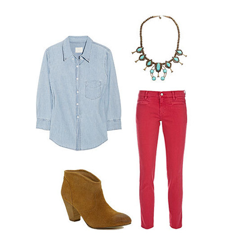 Khi trời se lạnh thì các nàng có thể khoác ngoài một chiếc áo phong cách quân đội và chỉ cần mặc trong một chiếc áo thun đơn giản thôi nhé. Chọn một đôi xăng đan cá tính một chút để tổng hòa phong cách thật ăn nhập với nhau nhé! Xem thêm: Diện quần jeans sành điệu như cô nàng "Bella" xinh đẹp