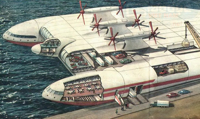 Thủy phi cơ Ekranoplan (ảnh họa 1965). Thủy phi cơ Ekranoplan (ảnh họa 1965).