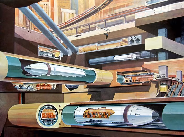 Ý tưởng xây dựng hệ thống tàu siêu tốc chạy trong ống của Đức. Ý tưởng xây dựng hệ thống tàu siêu tốc chạy trong ống của Đức.