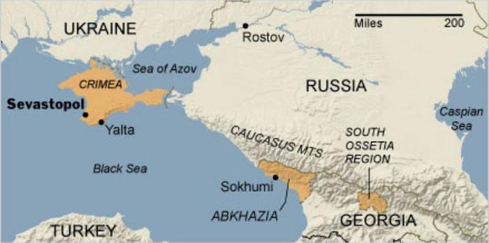 Bán đảo Crimea - miền nam Ukraine, bên bờ Biển Đen (màu vàng) Bán đảo Crimea - miền nam Ukraine, bên bờ Biển Đen (màu vàng)