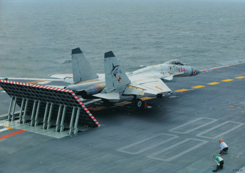 J-15 chuẩn bị cất cánh J-15 chuẩn bị cất cánh