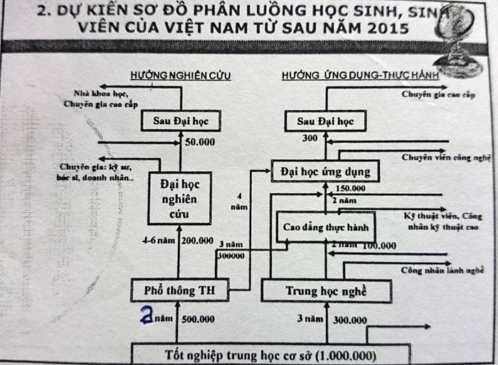 Dự kiến phân luồng học sinh sau năm 2015 sẽ theo hai hướng: hướng nghiên cứu và hướng ứng dụng. Ảnh Xuân Trung Dự kiến phân luồng học sinh sau năm 2015 sẽ theo hai hướng: hướng nghiên cứu và hướng ứng dụng. Ảnh Xuân Trung