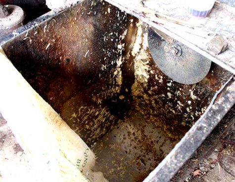 Những củ hành khô được cắt lát mỏng và chế biến bằng những thiết bị, đồ dùng gỉ sét, cáu bẩn,... Những củ hành khô được cắt lát mỏng và chế biến bằng những thiết bị, đồ dùng gỉ sét, cáu bẩn,...