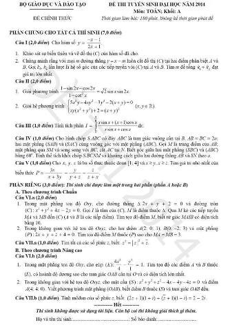 Đề thi môn Toán khối A nghi lộ tại cụm thi Vinh được lan truyền trên 1 số trang mạng cá nhân. Tuy nhiên, đề này được cho là để giả nhái lại đề thi đại học năm 2011 Đề thi môn Toán khối A nghi lộ tại cụm thi Vinh được lan truyền trên 1 số trang mạng cá nhân. Tuy nhiên, đề này được cho là để giả nhái lại đề thi đại học năm 2011