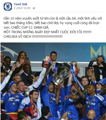 Niềm vui sướng của một fan CLB Chelsea tại Việt Nam Niềm vui sướng của một fan CLB Chelsea tại Việt Nam