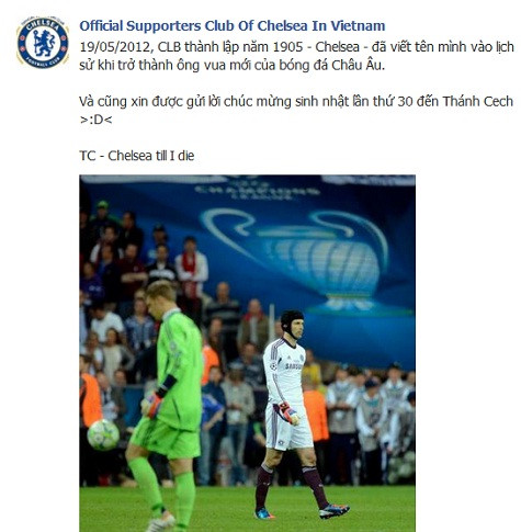 CĐV Chelsea tại Việt Nam tôn vinh thủ thành Petr Cech là 'Thánh Cech' CĐV Chelsea tại Việt Nam tôn vinh thủ thành Petr Cech là 'Thánh Cech'