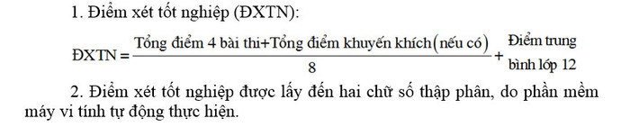 Công thức tính điểm xét tốt nghiệp Thi quốc gia 2015 ảnh 2 Công thức tính điểm xét tốt nghiệp Thi quốc gia 2015 ảnh 2