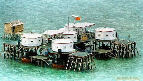 Hình ảnh đá Vành Khăn - đá ngầm thuộc quần đảo Trường Sa của Việt Nam đã bị Trung Quốc cướp (nguồn Thời báo Hoàn Cầu, TQ)