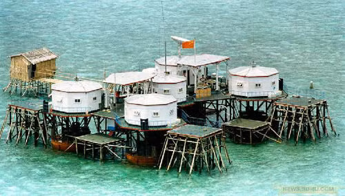 Hình ảnh đá Vành Khăn - đá ngầm thuộc quần đảo Trường Sa của Việt Nam đã bị Trung Quốc cướp (nguồn Thời báo Hoàn Cầu, TQ)