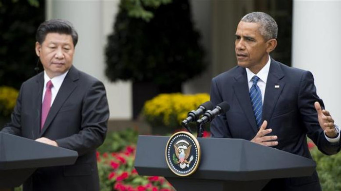 Tổng thống Mỹ Barack Obama và người đồng cấp Trung Quốc - Tập Cận Bình tại cuộc họp báo sau hội đàm ngày 25 tháng 9 năm 2015. Tổng thống Mỹ Barack Obama và người đồng cấp Trung Quốc - Tập Cận Bình tại cuộc họp báo sau hội đàm ngày 25 tháng 9 năm 2015.
