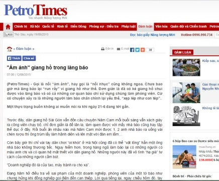 Ảnh chụp từ bài viết: "Ám ảnh giang hồ trong làng báo” Ảnh chụp từ bài viết: "Ám ảnh giang hồ trong làng báo”