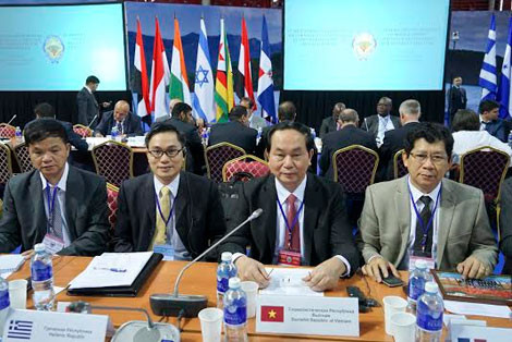 Bộ trưởng Bộ Công an và đoàn Đại biểu tham dự Hội nghị (Ảnh: Liêm Trung)