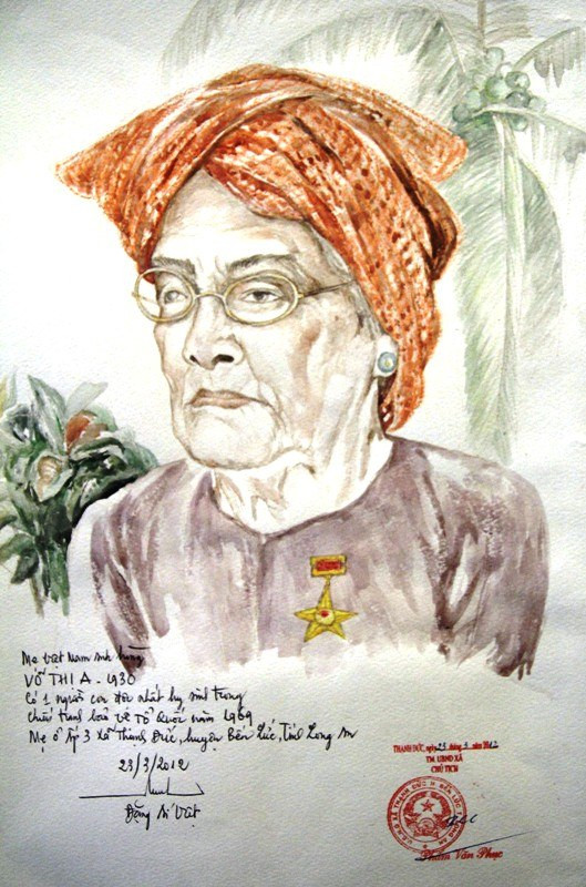 Chân dung Mẹ Võ Thị A, sinh năm 1930, có 1 người con độc nhất hy sinh năm 1969. Mẹ sống tại ấp 3, xã Thạch Đức, huyện Bến Lức, tỉnh Long An. Chân dung Mẹ Võ Thị A, sinh năm 1930, có 1 người con độc nhất hy sinh năm 1969. Mẹ sống tại ấp 3, xã Thạch Đức, huyện Bến Lức, tỉnh Long An.