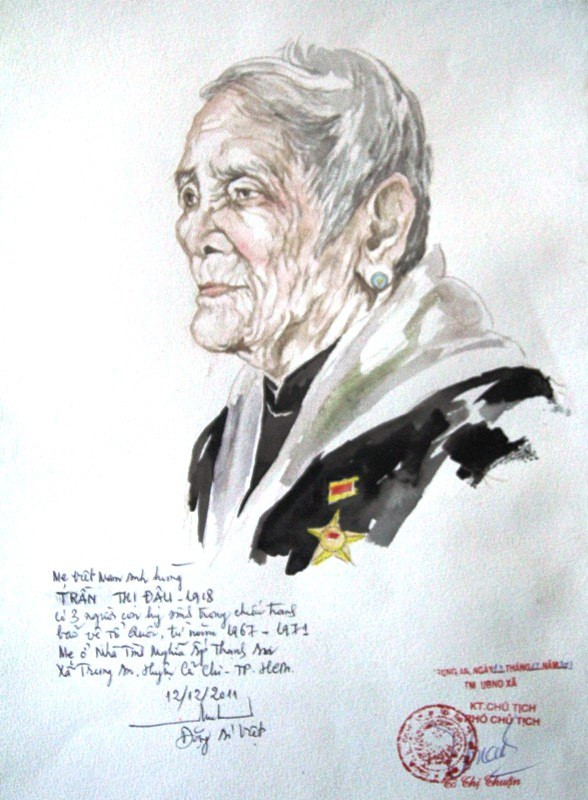 Mẹ Trần Thị Đậu, sinh năm 1918 có 3 người con hy sinh từ năm 1967-1971. Mẹ ở Ấp ThạnhAn, xã Trung An, huyện Củ Chi, TP HCM. Mẹ Trần Thị Đậu, sinh năm 1918 có 3 người con hy sinh từ năm 1967-1971. Mẹ ở Ấp ThạnhAn, xã Trung An, huyện Củ Chi, TP HCM.