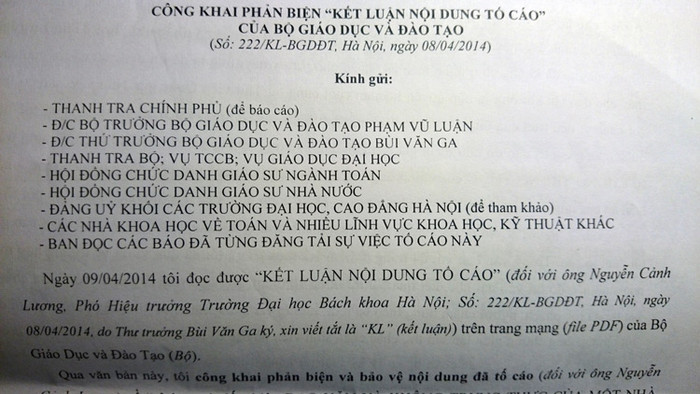 Đơn phản biện lại bản Kết luận nội dung tố cáo được ông Nguyễn Ngọc Thành gửi tới các cơ quan chức năng. Đơn phản biện lại bản Kết luận nội dung tố cáo được ông Nguyễn Ngọc Thành gửi tới các cơ quan chức năng.
