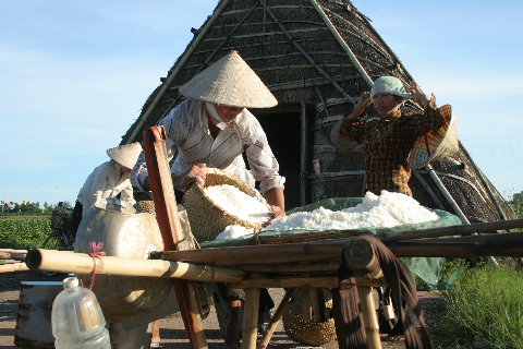 Cần mẫn gom đầy từng thúng muối. Cần mẫn gom đầy từng thúng muối.