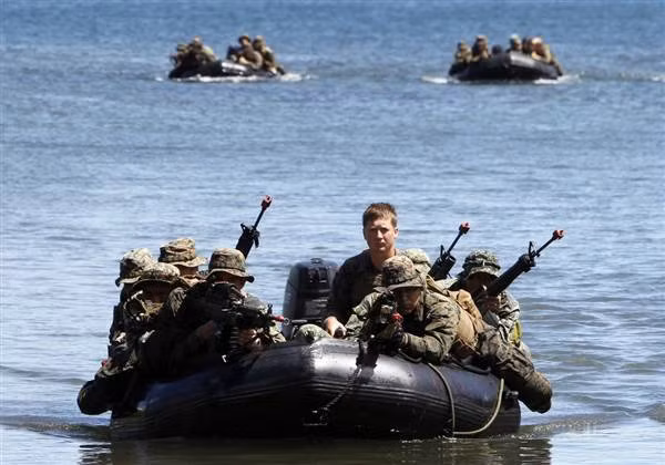 Mỹ-Philippines tiến hành diễn tập đổ bộ ở vùng biển Palawan của Philippines (ảnh tư liệu: nguồn Đại công báo, Hồng Kông)