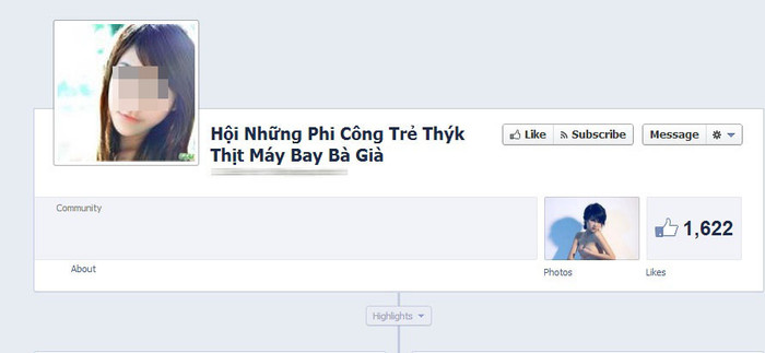 Cũng giống như hội "nông dân chăn rau", hội "những phi công trẻ thích thịt máy bay bà già" có cách thức hoạt động riêng nhưng chung quy đều hướng đến sự thỏa mãn về thể xác, mua vui mà không mất tiền. "Máy bay bà già" là cụm từ được dành để ám chỉ những người phụ nữ có tuổi nhưng vẫn thích yêu đương, quan hệ với trai ít tuổi hơn. Trong hội nhóm này, các "máy bay" càng già, độ chịu chơi lớn, kinh nghiệm càng cao thì lại càng có giá. (Ảnh: Một hội nhóm phi công trẻ tự lập trên facebook). Cũng giống như hội "nông dân chăn rau", hội "những phi công trẻ thích thịt máy bay bà già" có cách thức hoạt động riêng nhưng chung quy đều hướng đến sự thỏa mãn về thể xác, mua vui mà không mất tiền. "Máy bay bà già" là cụm từ được dành để ám chỉ những người phụ nữ có tuổi nhưng vẫn thích yêu đương, quan hệ với trai ít tuổi hơn. Trong hội nhóm này, các "máy bay" càng già, độ chịu chơi lớn, kinh nghiệm càng cao thì lại càng có giá. (Ảnh: Một hội nhóm phi công trẻ tự lập trên facebook).