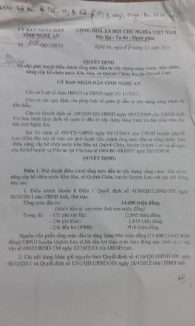 Quyết định nâng tổng mức đầu tư kinh phí sửa chữa, nâng cấp đập Khe Sâu của UBND tỉnh Nghệ An (ảnh Xuân Hòa) Quyết định nâng tổng mức đầu tư kinh phí sửa chữa, nâng cấp đập Khe Sâu của UBND tỉnh Nghệ An (ảnh Xuân Hòa)