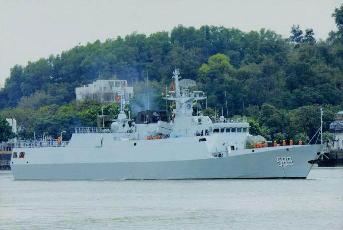 Tàu hộ vệ hạng nhẹ Thanh Viễn số hiệu 589 Type 056 biên chế cho Hạm đội Nam Hải, Hải quân Trung Quốc ngày 11 tháng 6 năm 2014 Tàu hộ vệ hạng nhẹ Thanh Viễn số hiệu 589 Type 056 biên chế cho Hạm đội Nam Hải, Hải quân Trung Quốc ngày 11 tháng 6 năm 2014