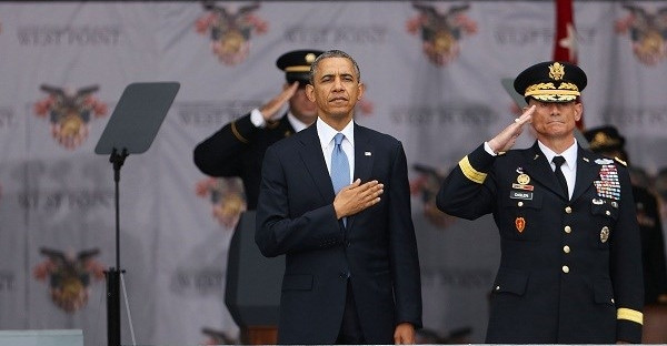 Tổng thống Mỹ Barack Obama đến trường quân sự West Point dự lễ tốt nghiệp năm 2014 (ảnh tư liệu)