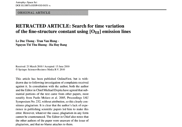 Thư của trang mạng OnlineFirst gửi những người liên quan về việc rút bài báo khoa học. Trong đó nói rõ việc đạo văn. Thư của trang mạng OnlineFirst gửi những người liên quan về việc rút bài báo khoa học. Trong đó nói rõ việc đạo văn.