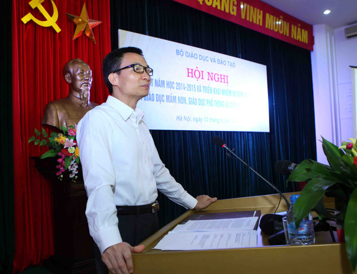 Phó thủ tướng Vũ Đức Đam phát biểu và chỉ đạo ngành giáo dục trong năm học mới. Ảnh Xuân Trung Phó thủ tướng Vũ Đức Đam phát biểu và chỉ đạo ngành giáo dục trong năm học mới. Ảnh Xuân Trung