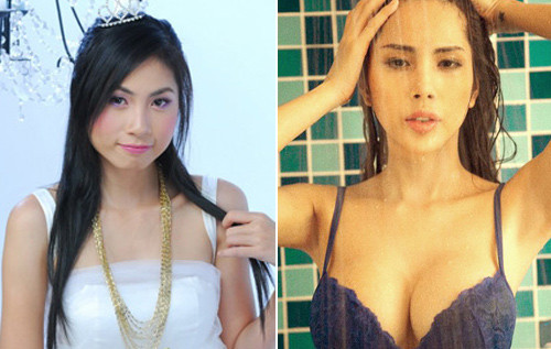 Nữ ca sĩ "Giấc mơ tuyết trắng" sexy, xinh đẹp hơn khi đã qua dao kéo. Có thể nhận thấy Thủy Tiên đã lột xác hoàn toàn, rũ bỏ hết hình ảnh một cô gái mặt vuông, ngực khiêm tốn.