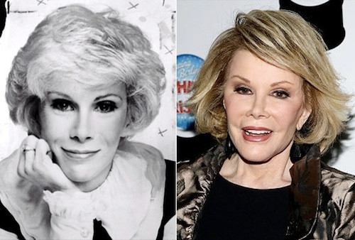 Joan Rivers khiến người ta có cảm giác "rờn rợn" như đang giáp mặt với một mụ phù thủy có gương mặt thô cứng như tạc từ gỗ đá. Joan Rivers khiến người ta có cảm giác "rờn rợn" như đang giáp mặt với một mụ phù thủy có gương mặt thô cứng như tạc từ gỗ đá.