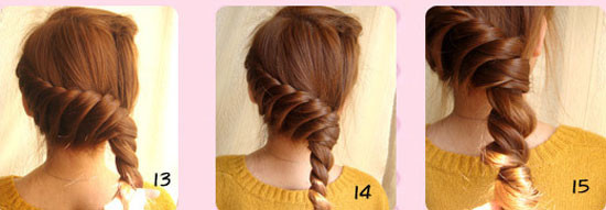 Vặn xoắn đến hết đuôi tóc. Vặn xoắn đến hết đuôi tóc.