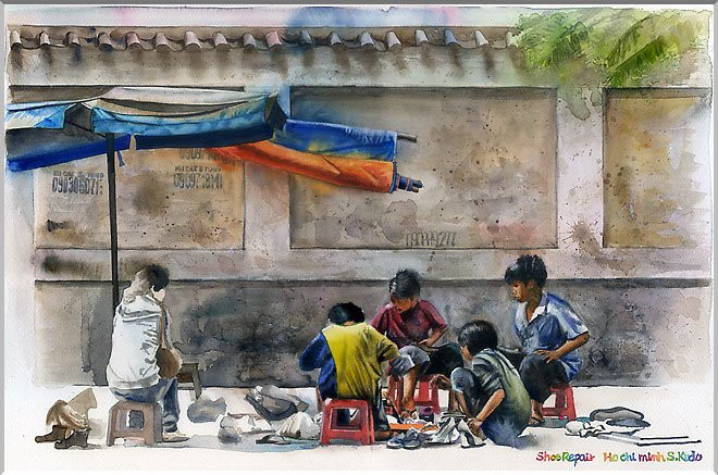 Những đứa bé trên hè phố của Việt Nam.